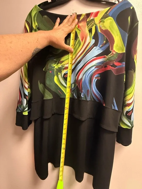eva varro Black Vibrant Multicolor Brushstroke Gorgeous Artistic Top Women’s XL - Picture 15 of 16